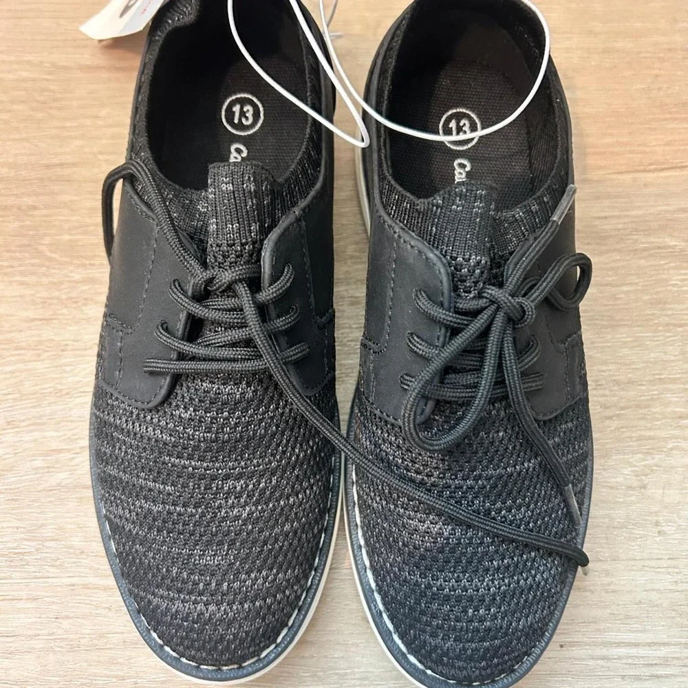 Cat&Jack Girls Size 13 Black Knit Lace-Up Sneakers NWT Lightweight Casual Shoes